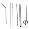 Portable 304 Stainless Steel Drinking Straws Spoon Set Reusable Cocktail Drinking Straws with 2