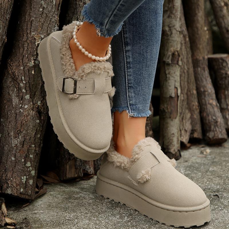 Mode 2024 Nouveaux Chaussures pour femmes décontractées et confortables à bouche peu profonde Chaussures pour femmes Bout rond Bottes de neige Fourrure Automne et Hiver