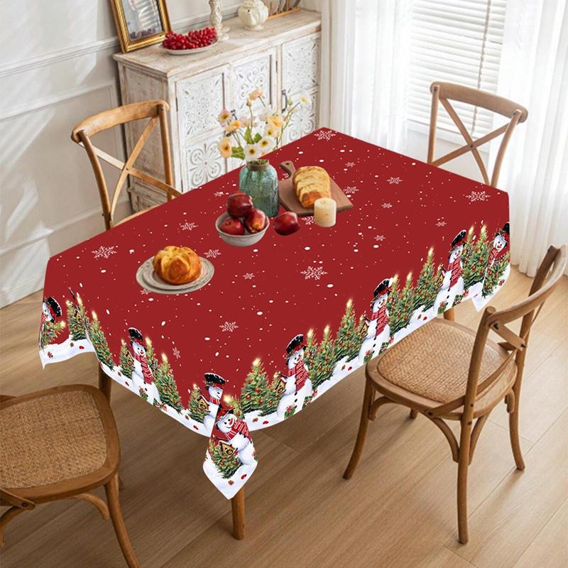 Rustic Christmas Tablecloth New Year 2026 Snowman Table Cover Christmas Party Table Decorations for Home 2026 Xmas Gifts Navidad