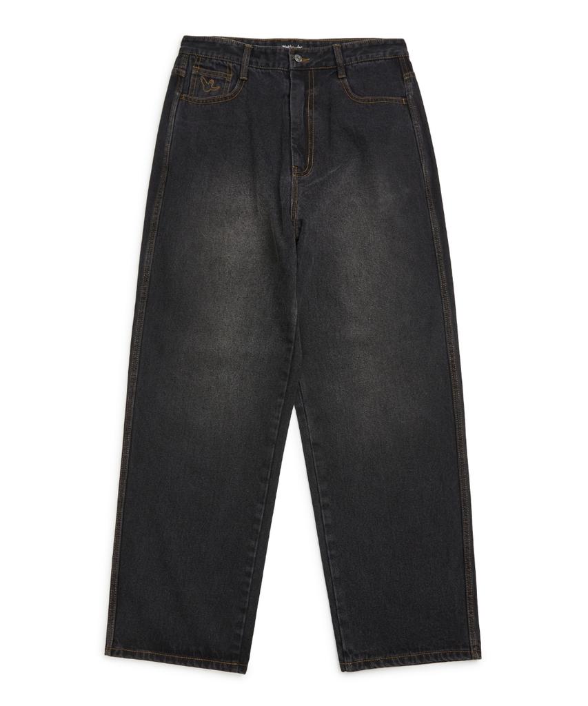 MARK GONZALES Back Pocket Graphic Oversized Denim Pants - Black
