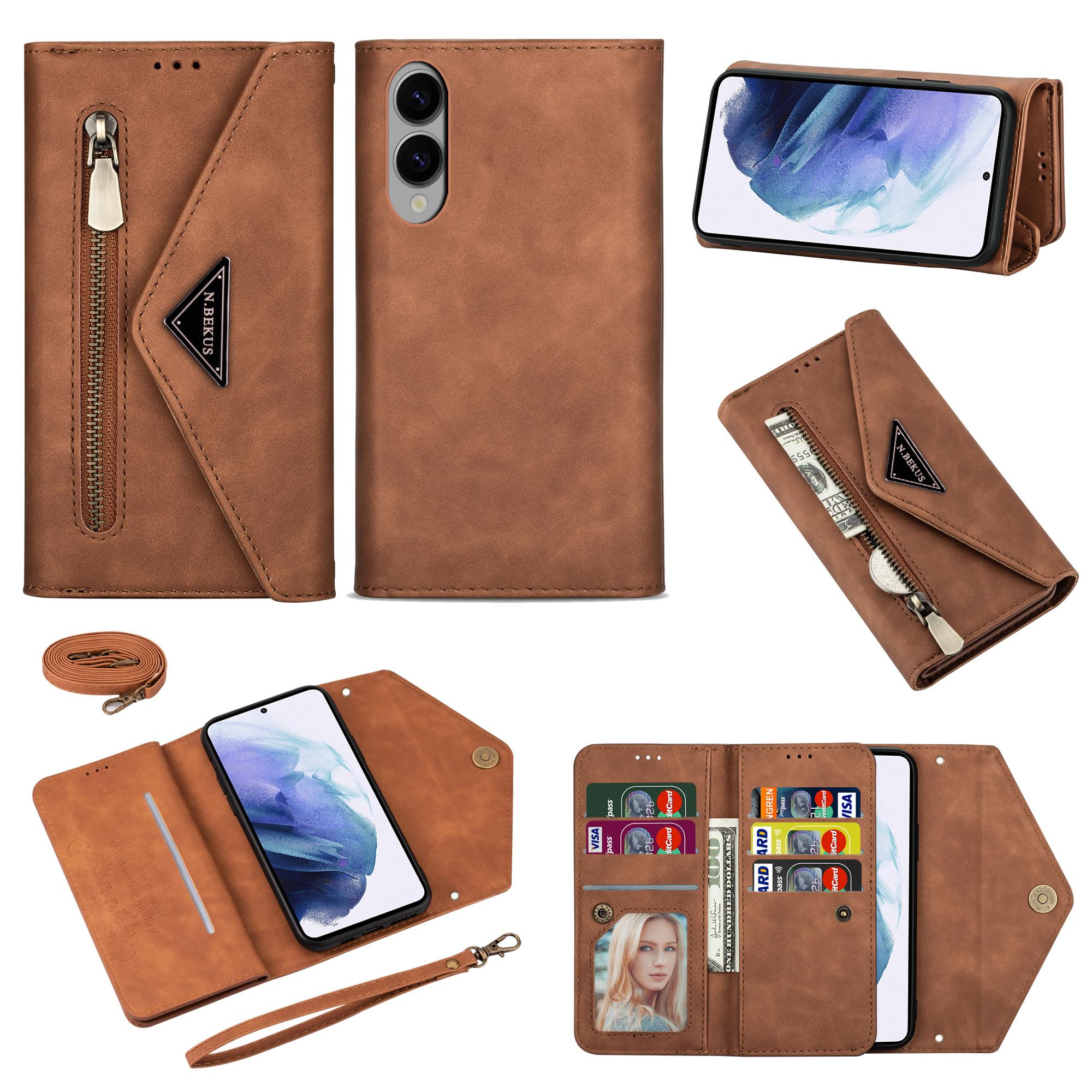 

Чохол-гаманець N.BEKUS для Samsung Galaxy S25 Edge, шкіряний, сенсорний, з ремінцями Brown