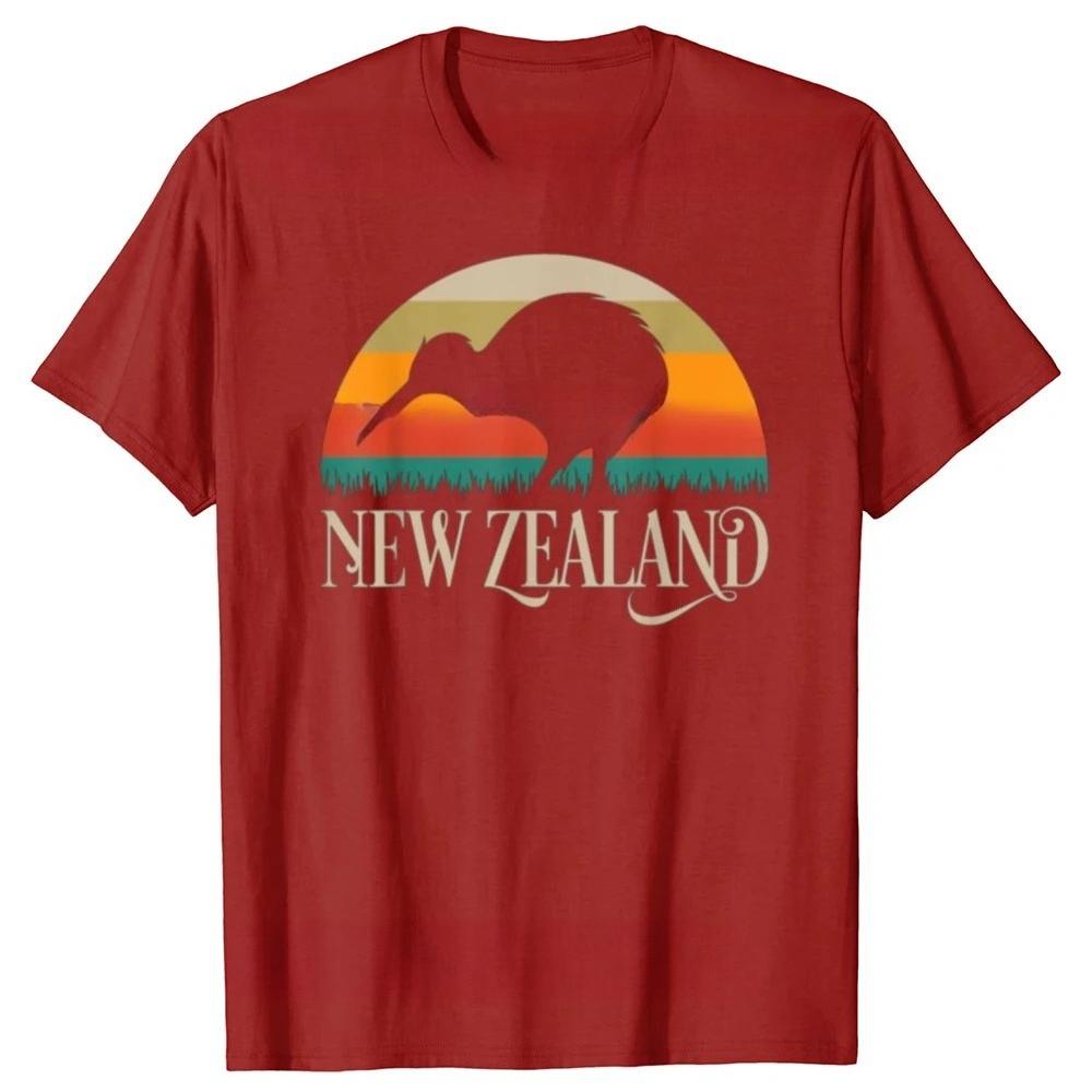 Fun New Zealand Kiwi Bird Retro Pattern Tshirt Stylish Casual Style Loose Fit TshirtSummer Streetwear Graphic T Shirts YK
