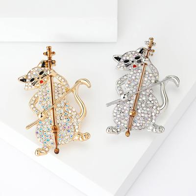 Creative Design Cute Cello Cat Brooch, Clothing Accessories Collar Pin