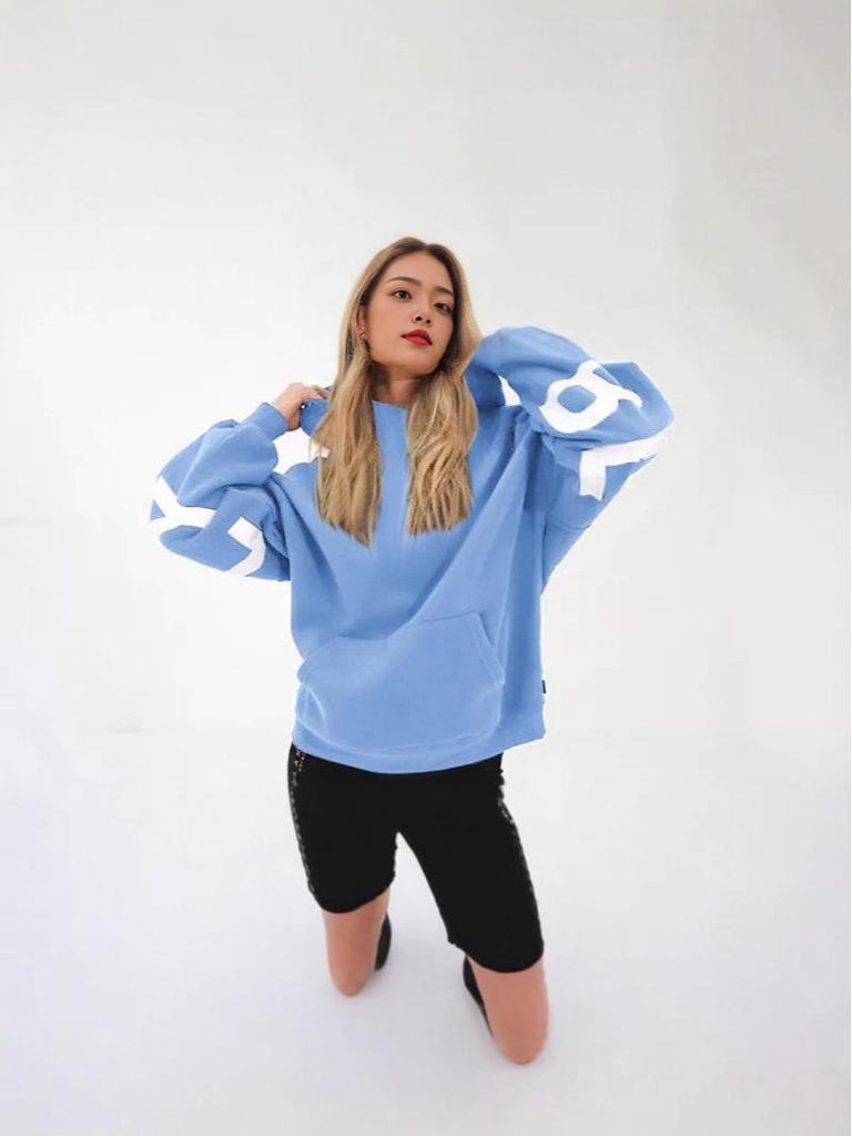 Damen-Kapuzenpullover-Sweatjacke mit großem Aufdruck und Fleecefutter, Frühling/Herbst 2025