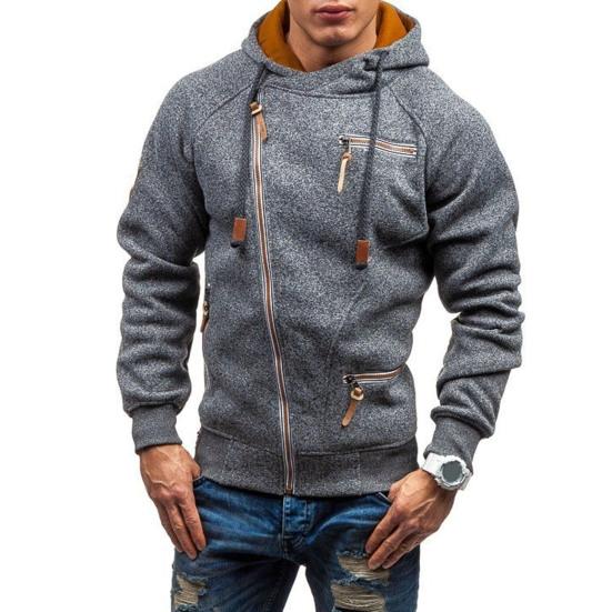men's oblique zipper hoodie