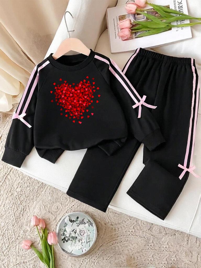 Girls' Spring/Autumn Hoodie & Trousers Set: Long Sleeve Casual Sportswear