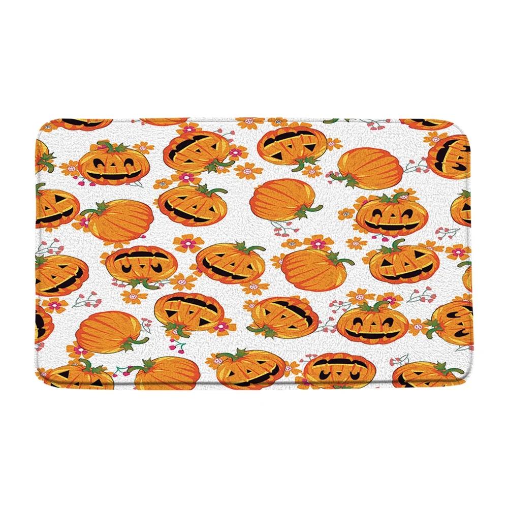 

4Pc Cute Halloween Shower Curtains Set Bathroom Decor Skull Hand Spider Bat Fabric Screen Non-Slip Bath Mat Rug Toilet Lid Cover