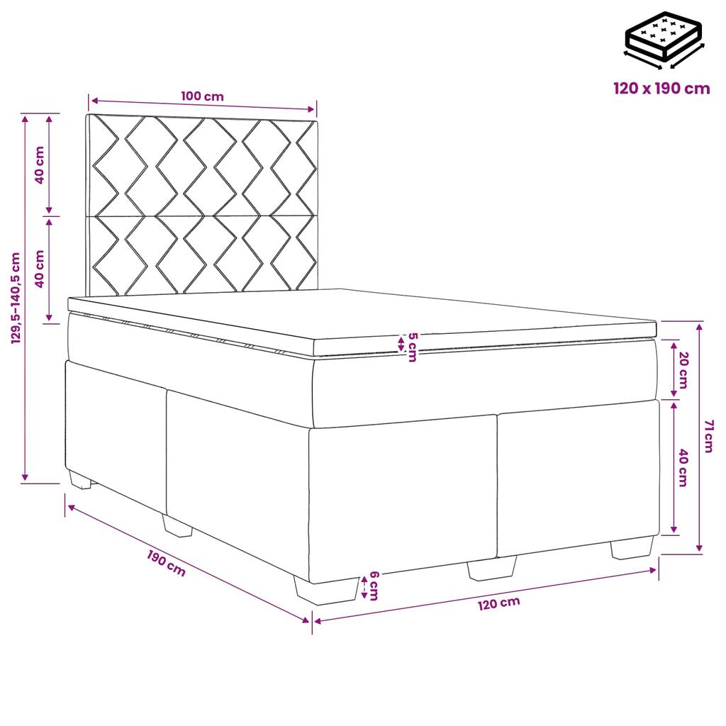 Box Spring Bed with Mattress Black 120 X 190 Cm Velvet