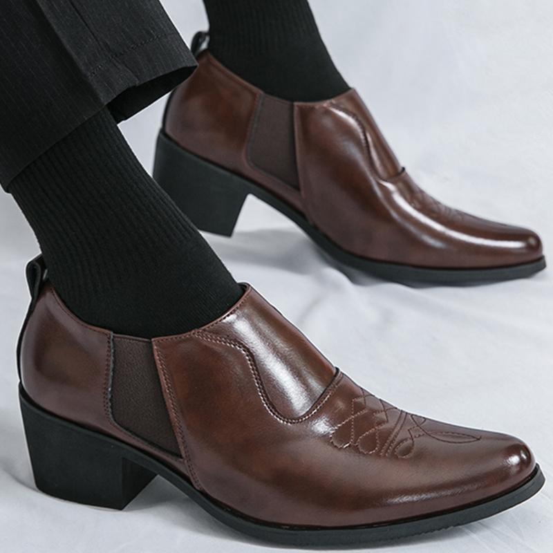 Men's Dress Shoes Office High-heeled Wedding Leather Shoe For Men High Quality Platform Business Formal Social Leather Shoes Man
