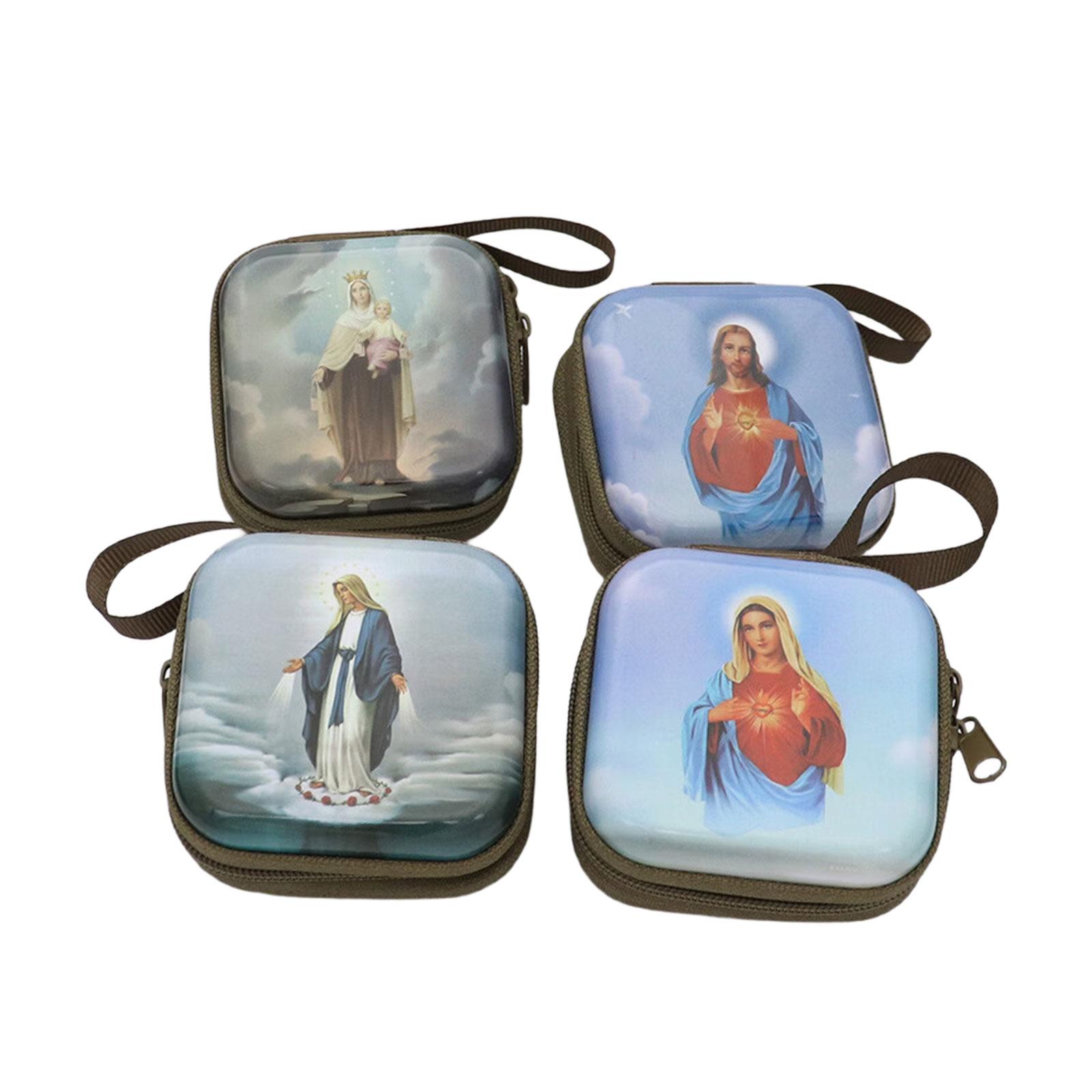 Rosary Jewelry Box Religious Trinket Storage Holders Case Religious Trinket Box Coin Purse Rosary Prayer Bag Zippers
