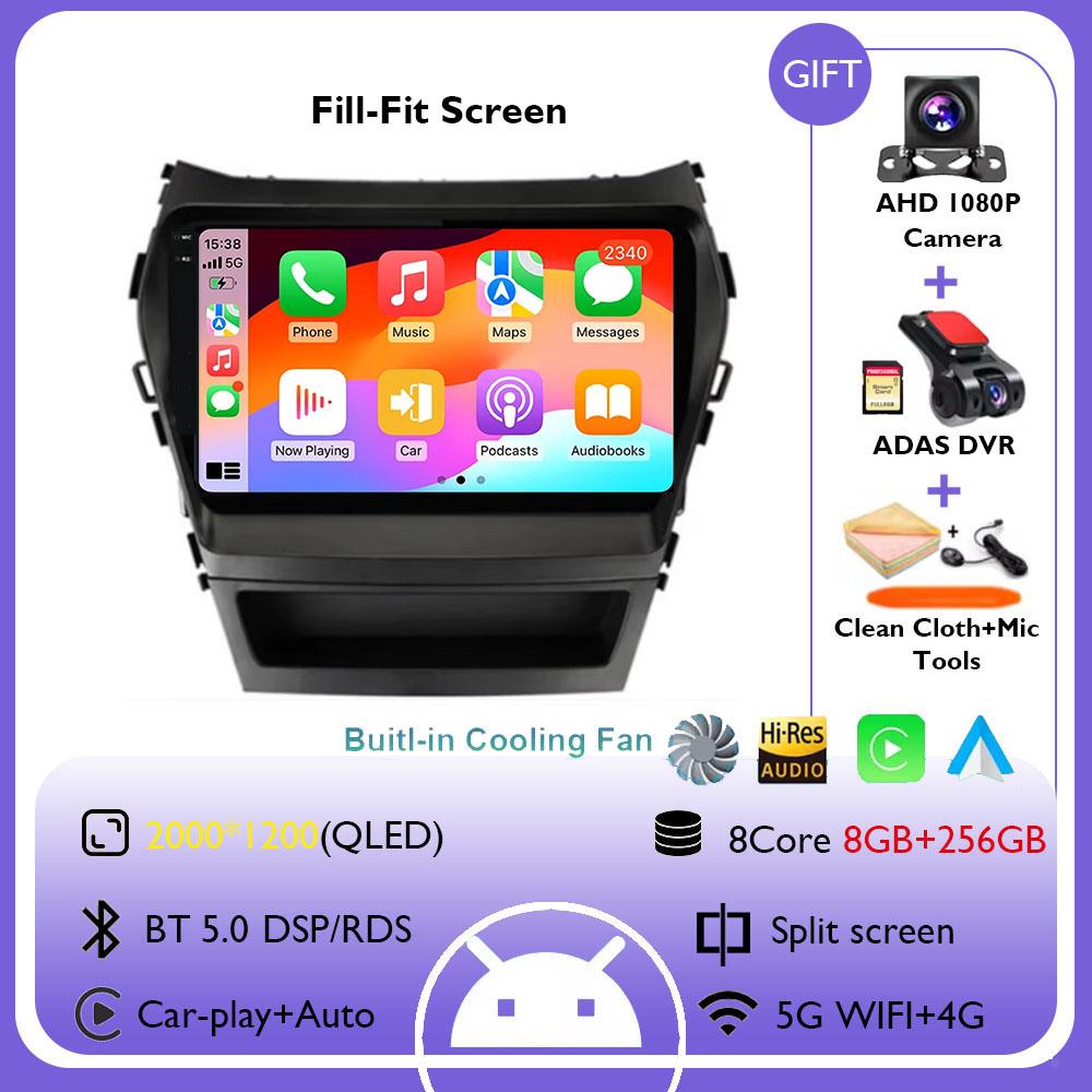 For Hyundai Santa Fe 3 2013 - 2016 Carplay Auto 4G+WIFI GPS Car Radio Navigation Multimedia Video Player Stereo BT Android 14