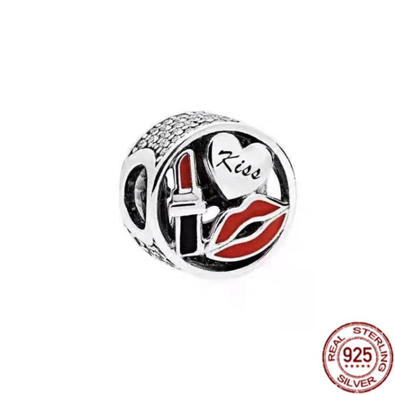 Red Series S925 Sterling Silver Sparkling Hearts Hot Air Balloon Rose Dangle Charm Bead Fit Original  Bracelet DIY Jewelry