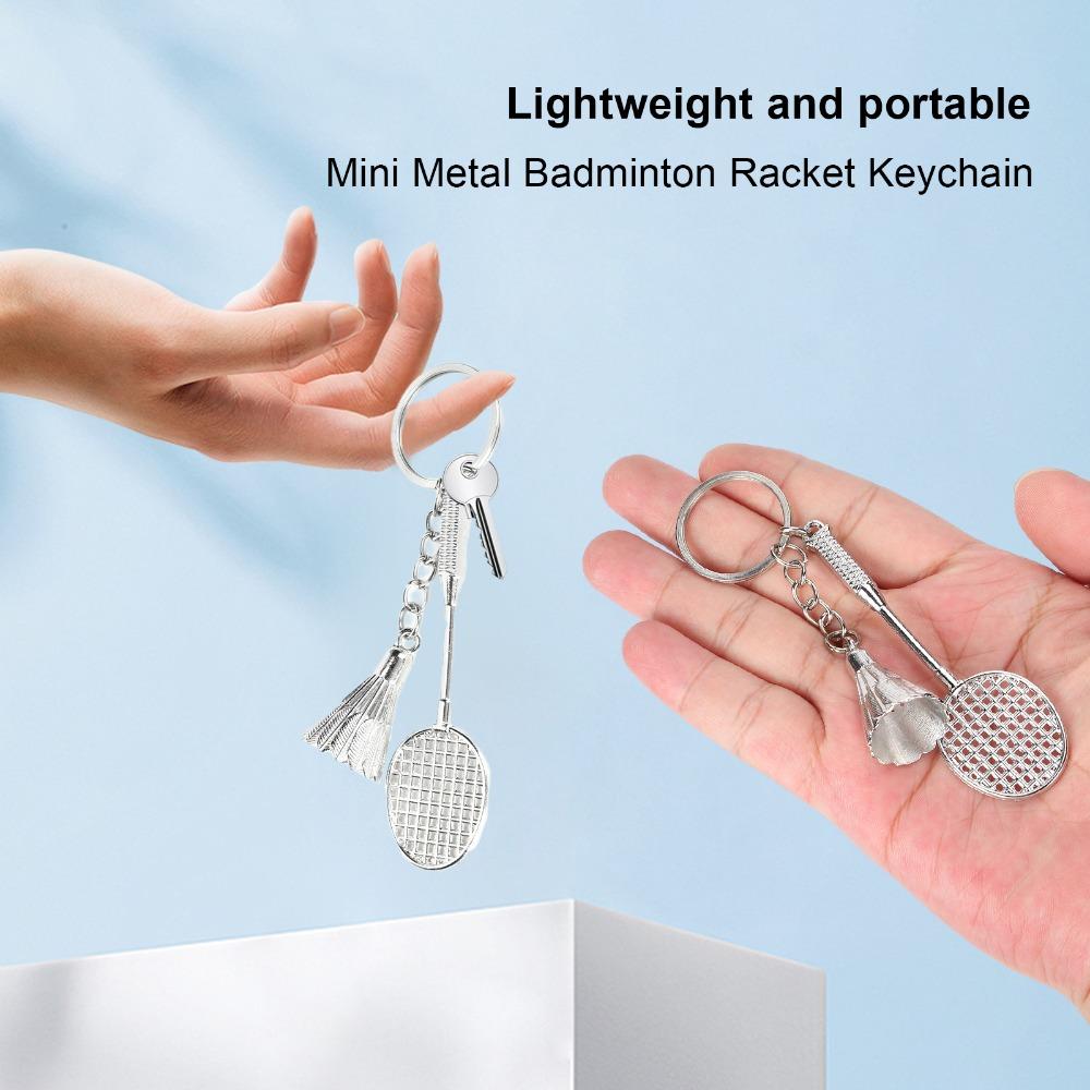 12pcs Fashionable Design Mini Sports Keychain Badminton Racket Keychain Purse Decoration