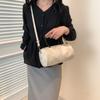 Stylish Fashionable 2024 Womens Solid Color Pu Leather Handbag Trendy Street Style Cylinder Bag