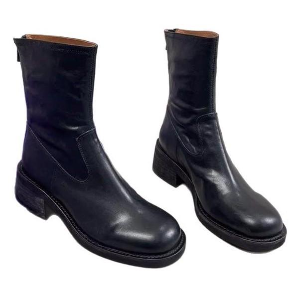 [Ushilai] French thick heel platform short boots women's spring 2025 new retro temperament versatile Martin boots