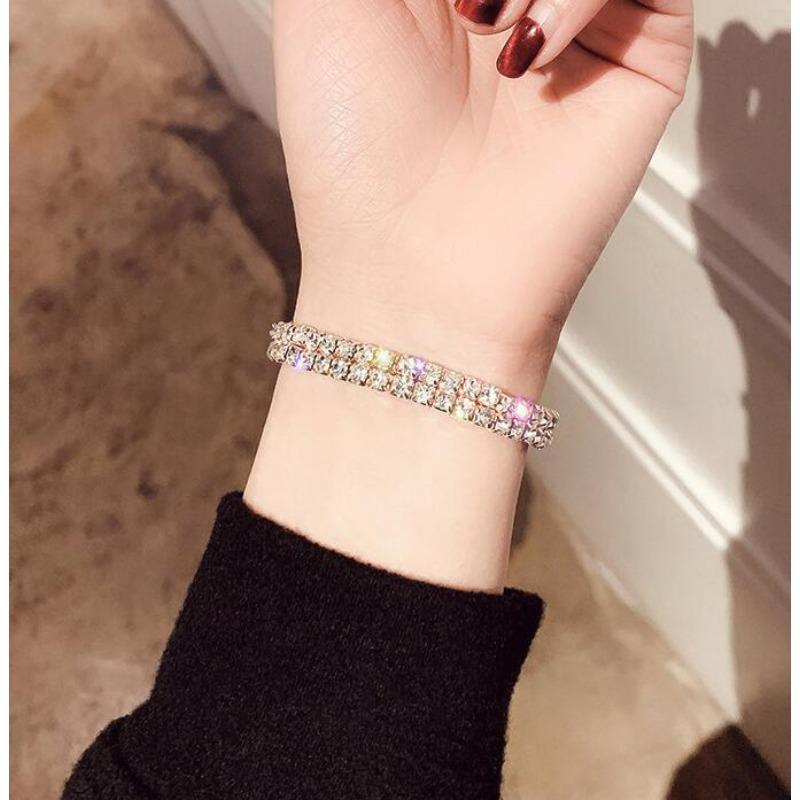 Diamond Versatile Temperament Bracelet for Women's Cold Style Fashion Bracelet Korean Version Simple and Versatile Elastic Bracelet