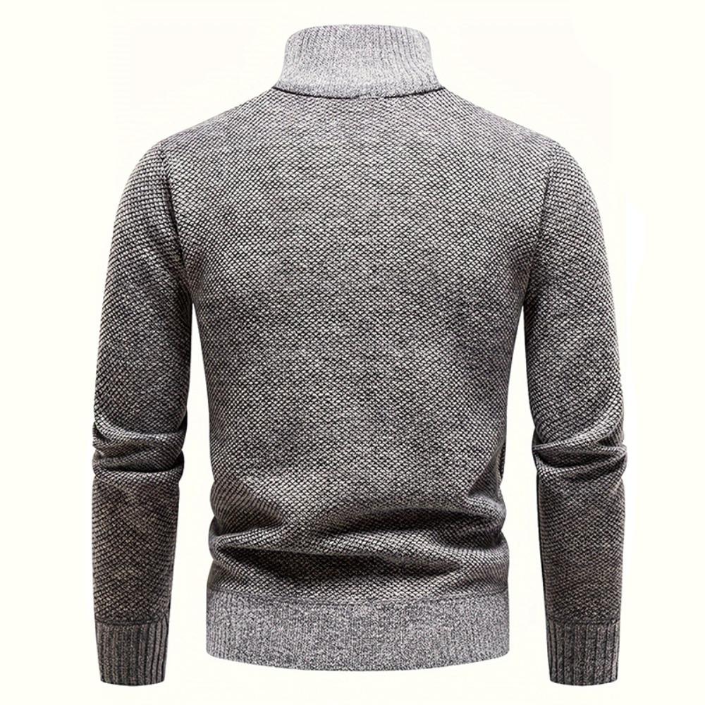 Autumn Winter Men Knitted Pullover Half Zip Stand Collar Long Sleeve Ribbed Cuff Slim Fit Warm Daily Office Business Casual Men Sweater Jumper