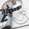 Punk Style Chain Leather Belt With Metal Buckle For Casual Men Women Fashion Accessory