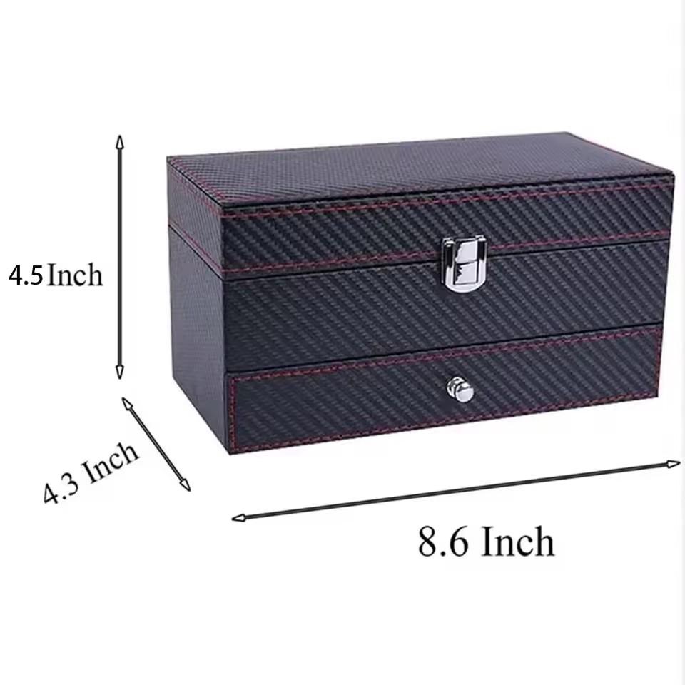 Multifunctional Jewelry Storage Box PU Leather Double Layer 4 Slots Watch Box Case Rings Earrings Bracelet Jewelry Organizer Box
