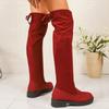 Women's Brown Suede Back-Lace Over-the-Knee Tall Boots – Autumn/Winter Chunky Platform Block Heel Rider Boots