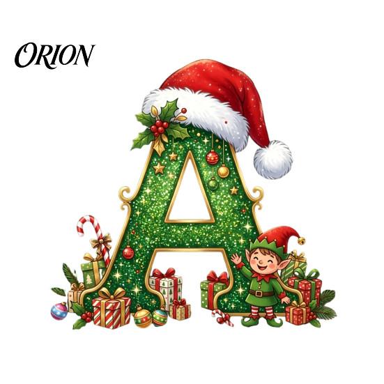 Unique Festive Gift for Family Personalized 26 Alphabet Christmas Ornament with Santa Hat Elf Design, Acrylic Customized Wrapping Tag Hanging