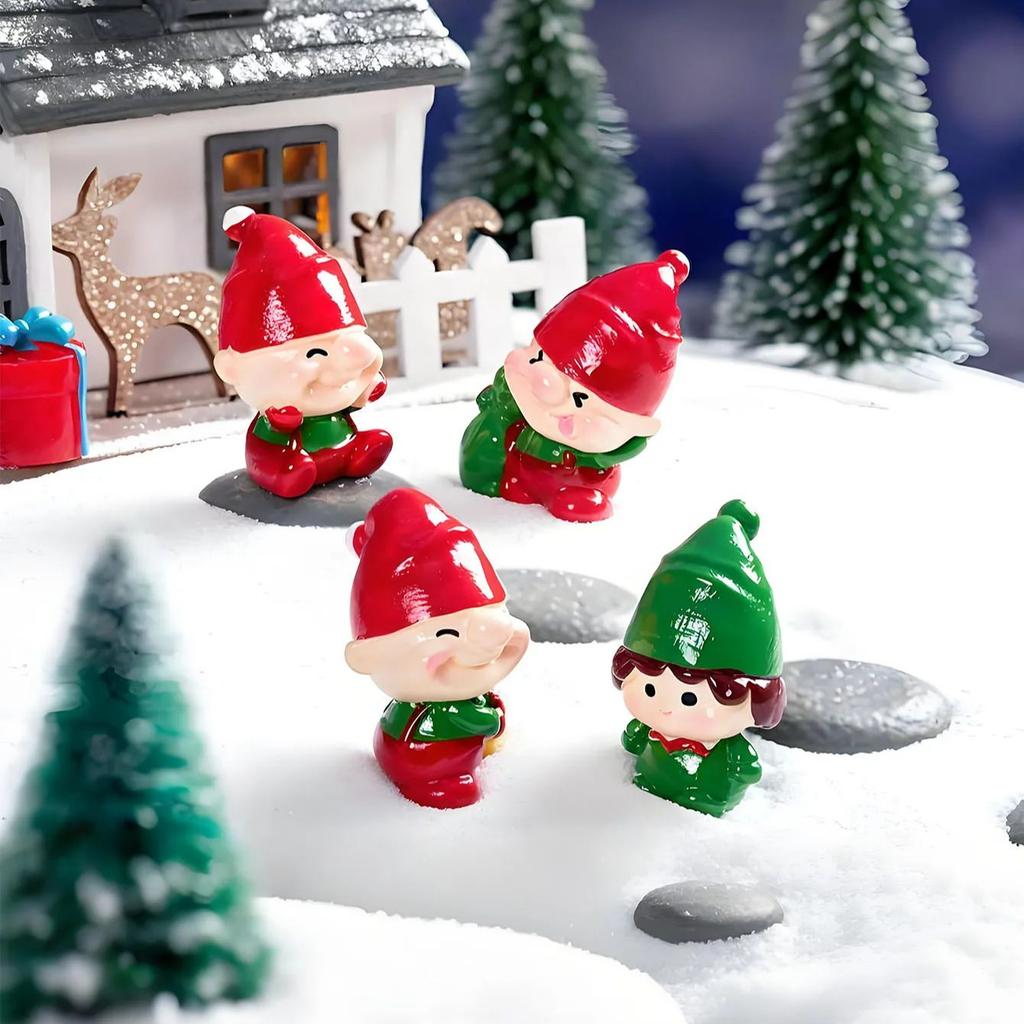 6Pcs Mini Christmas Elves Figurines Cute Elves Little People Decor For Diy Fairy Garden Christmas Tree Holiday Decor