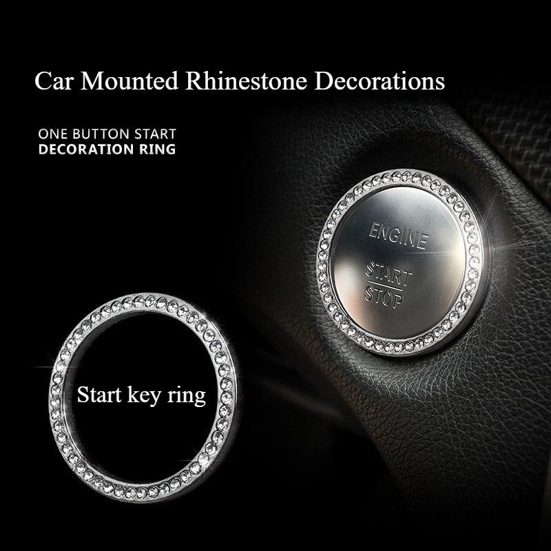 Rhinestone PU Leather Car Interior Decoration Cover Steering Covers Handbrake Gear Shift Lever & Shoulder Protection Cover