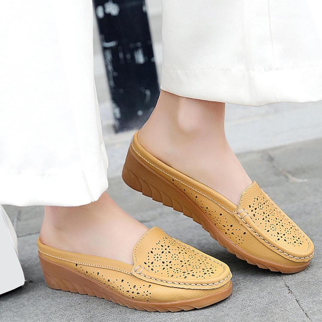 Ladies Shoes Casual Shoes Leather Hollow Breathable Heelless Casual Shoes Casual Shoes for Women Leather Extra Wide