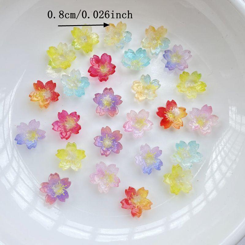 20Pcs New Cute Resin Mini Transparent Colored Flowers Series Flat Back Parts Embellishments For Hair Bows Accessories