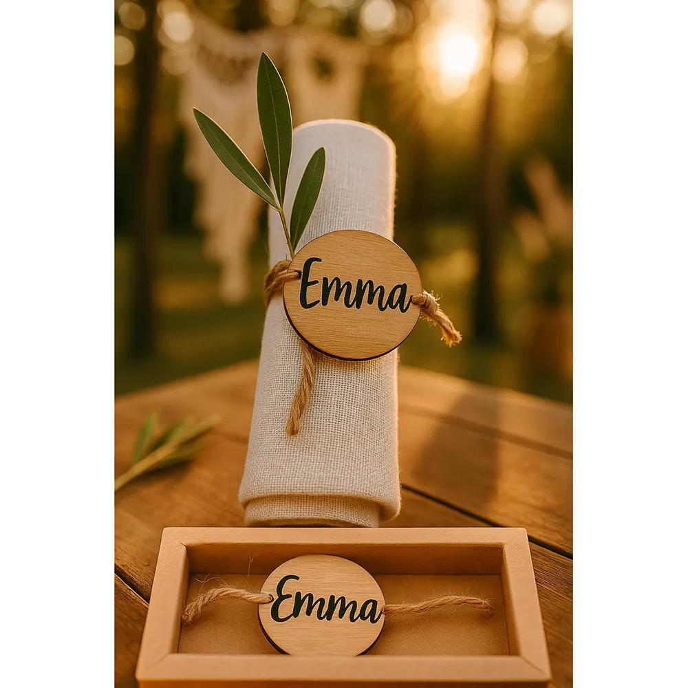 Personalized Wooden Name Tag Napkin Ring Special Wedding Place Card Boho Table Decor Place Setting Name Tag Gift Bridal Shower