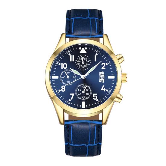 Men Luminous Watch with Faux Leather Strap Round Dial Calendar Casual Formal Watch Accurate Quartz Analog Wristwatch Birthday Gift