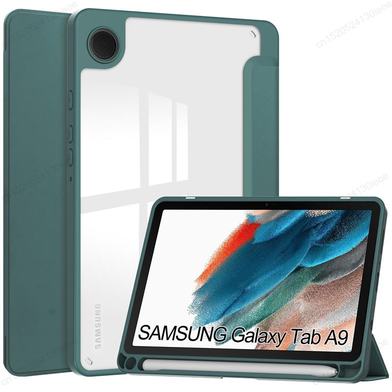 Acylic Transparent Back Tablet Cover for Samsung Galaxy Tab A9 8.7 Inch 2023 Shockproof Case S9 Plus 11" Pencil Holder Funda