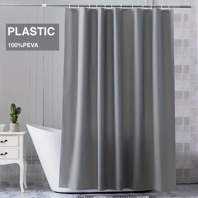 1pc Gray Lightweight Shower Curtain Liner, 180*180cm Plastic Waterproof Bath Window & Door Curtain Bathroom Decor & Accessories