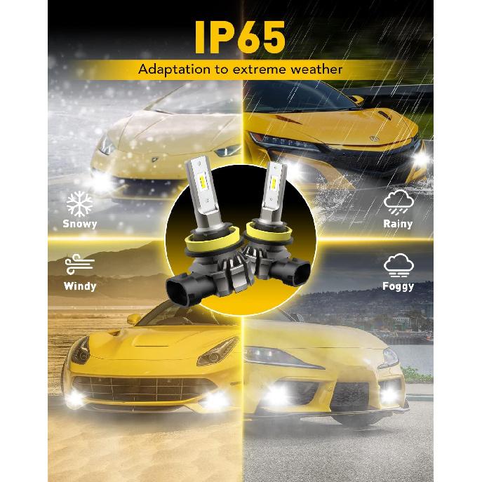 AUXITO H11/H8/H16 LED Fog Light Bulbs Or DRL, 6000 Lumens 6500K Cool White Light, 300% Brightness, CSP LED Chips Fog Lamps Replacement For Cars, Play