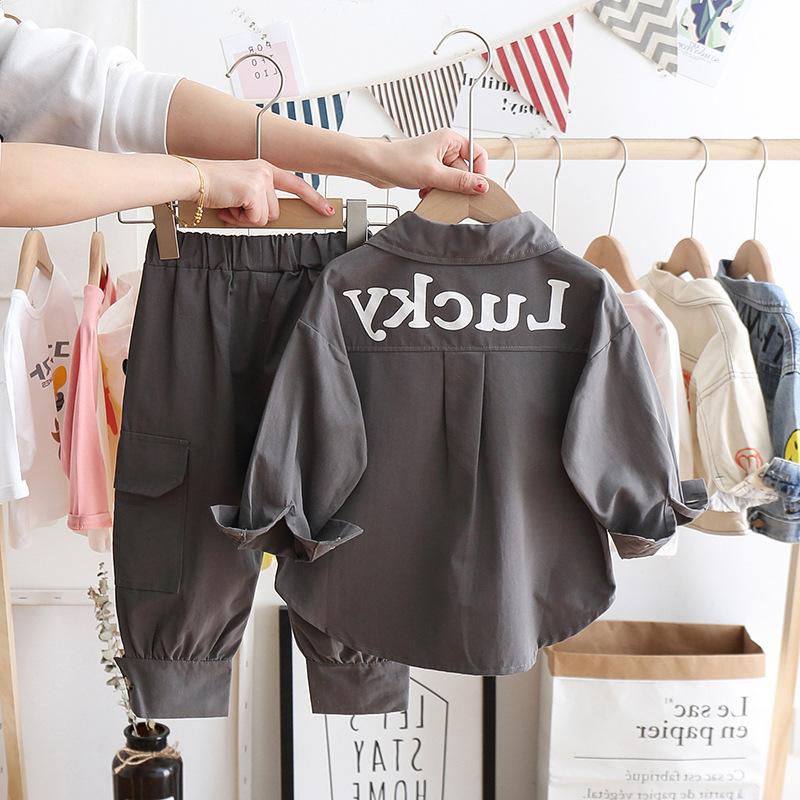 Spring Autumn Kids Clothes Boys Boutique Clothing Korean Fashion Casual Letter Cotton Jacket Coat+Pants Children's Sets
