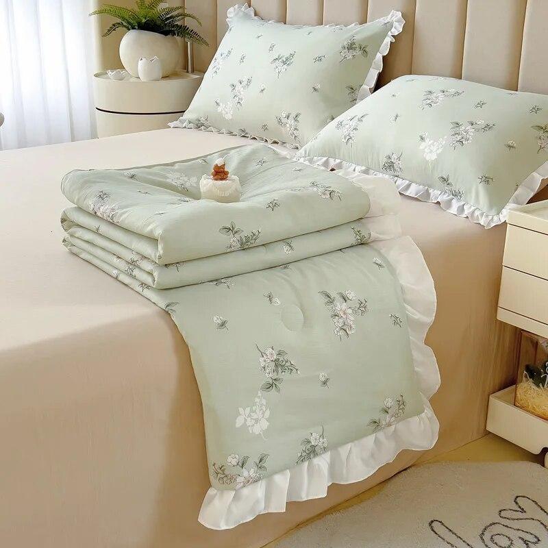 Letní chladící soupravy ložního prádla Queen King Size přikrývky Lehké Pohodlné Tenké prošívané prostěradla a povlaky na polštář Set Deky