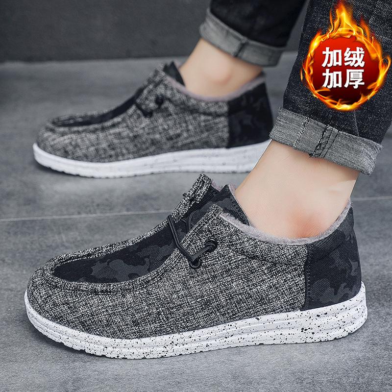 2025 Winter New Men's Shoes Warm Cloth Shoes Fashion Cotton Shoes Versatile Large Size Velvet Thickened Casual Shoes Men