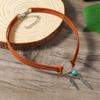 Elegant Modifiable Marine Sphere Necklace With Thin Faux Leather Cord For Stratified Jewelry Appearance