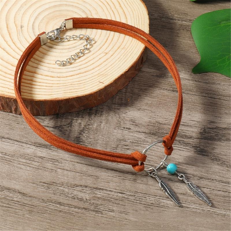 Elegant Modifiable Marine Sphere Necklace With Thin Faux Leather Cord For Stratified Jewelry Appearance