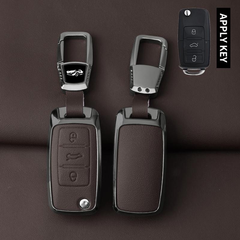 Zinc Alloy Leather Car Key Case For Volkswagen Polo Passat Tiguan B5 B6 B7 Lavida Beetle Scirocco Golf 4 5 6 Mk6 Jetta Key Fob