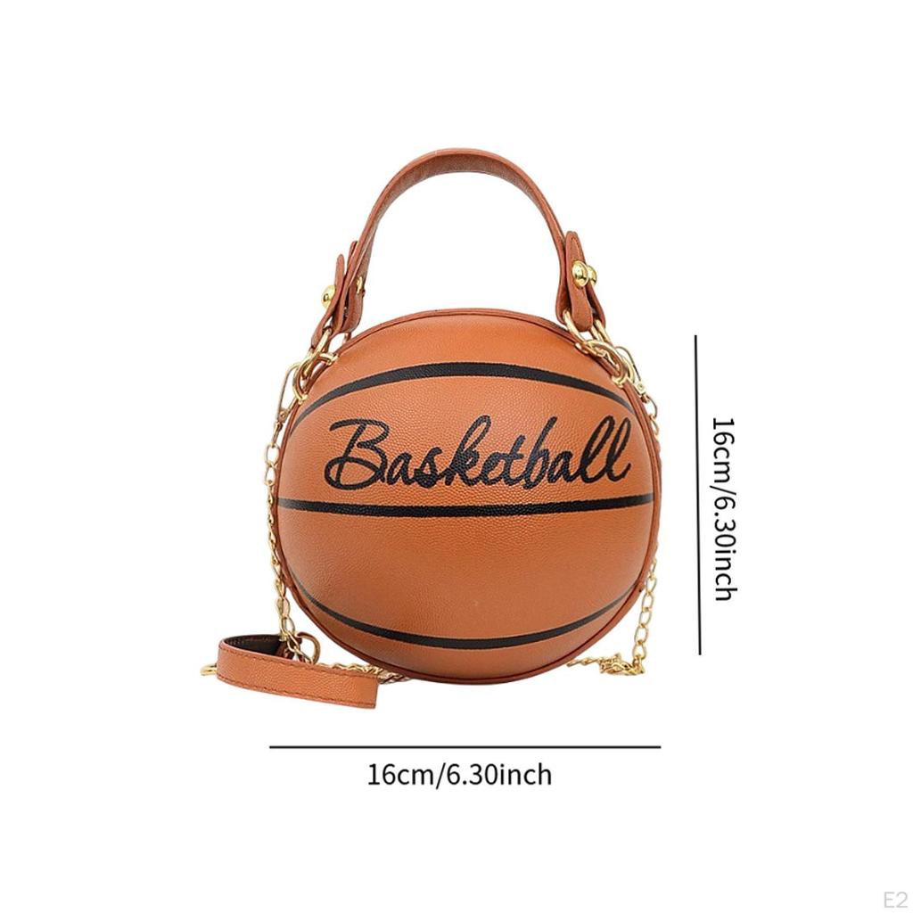 Basketball Shaped Crossbody Bag Clutch Zipper PU Shoulder for Vacation Phone