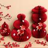 Red Lanterns Chinese New Year Decorations 2026 Folding Honeycomb Ball Paper Lanterns Spring Festival Hanging Pendant