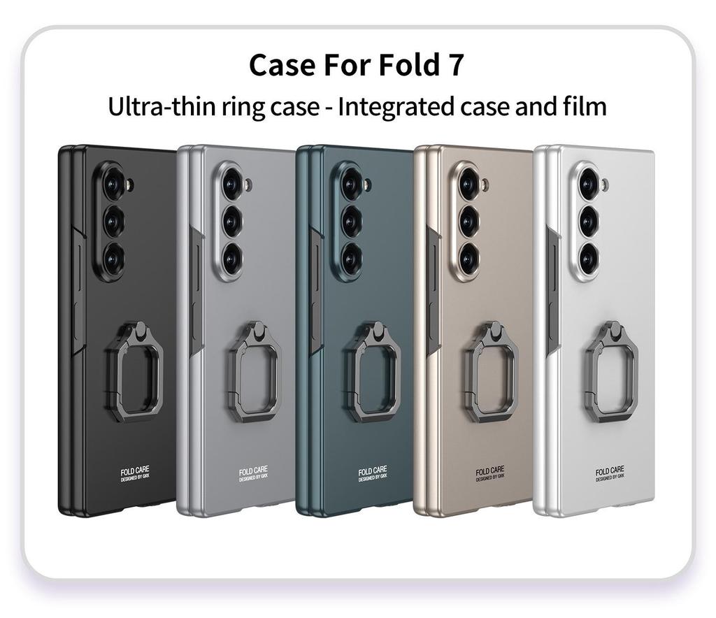 Samsung Z Fold7 Case: Square Ring Stand, Integrated Shell, Personalized Film, Anti-Drop Protective Cover for Men & Women
