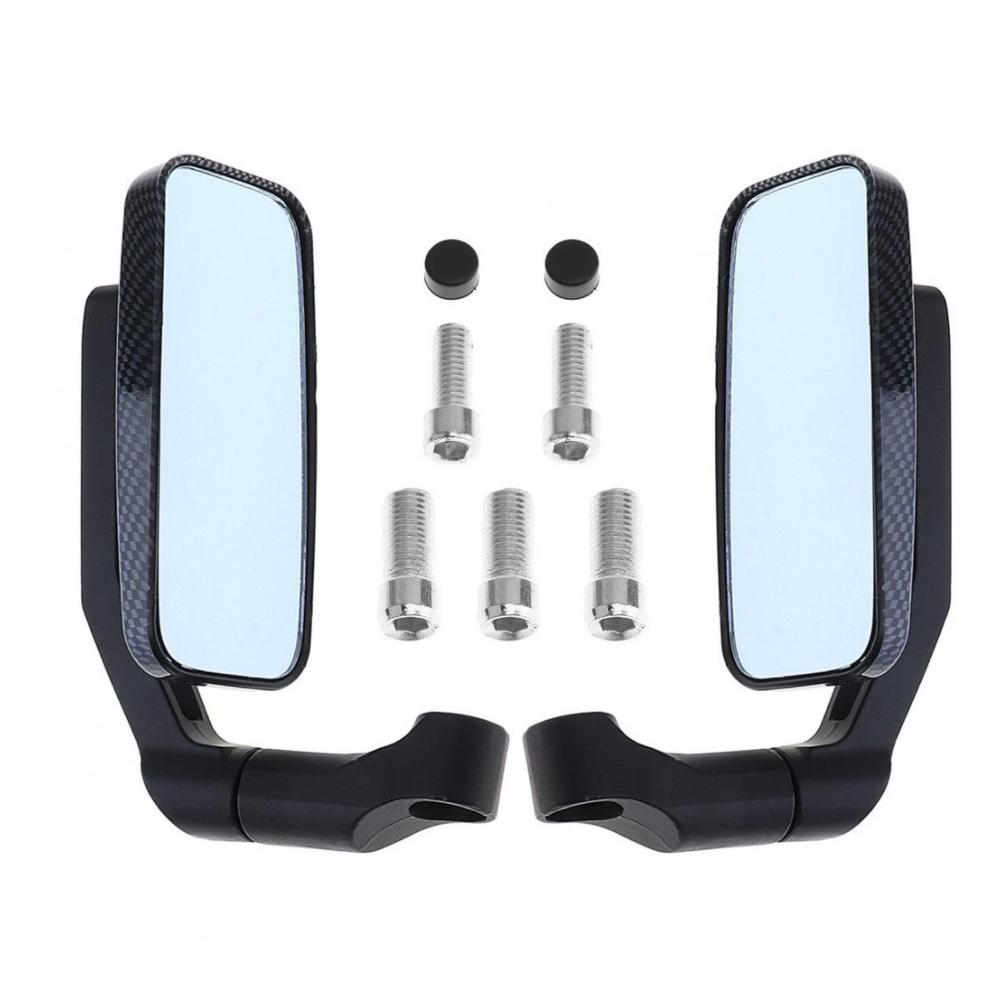Universal 8mm 10mm Motorcycle Handle Bar End Rear Side View Mirrors Aluminum Rectangle Blind Spot Blue Rearview Side Mirror