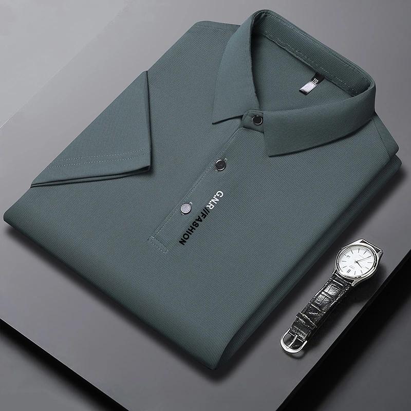 STORN Men's Short Sleeve Solid Color Polo Shirt Breathable Comfortable Elastic Top New Arrivals Casual Business Style