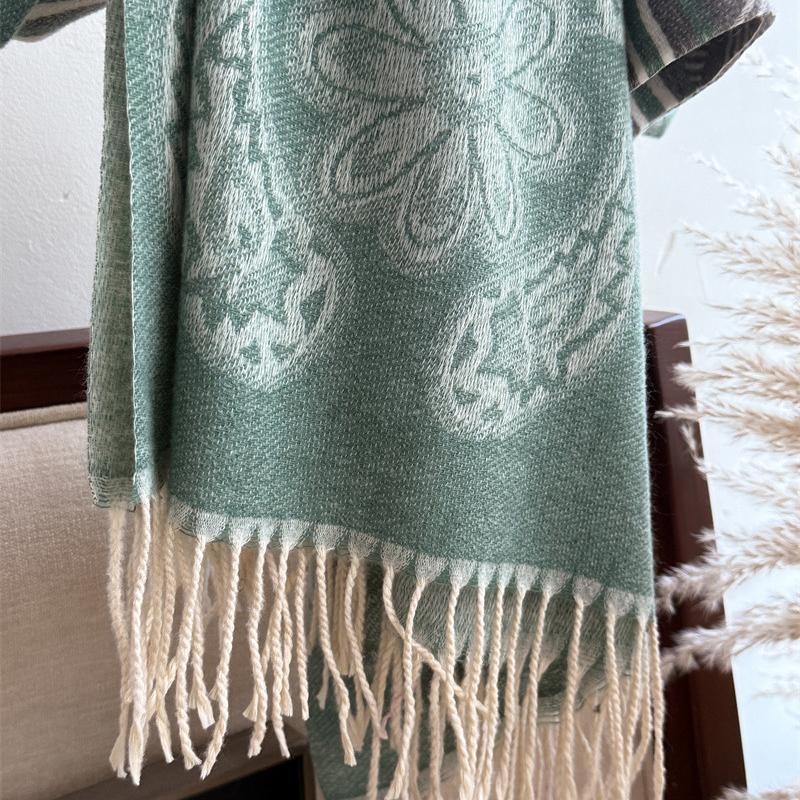 Fashion Elegant Women Cashmere Scarf Warm Winter Korean Style Print Double Sided Wraps Neckerchief Shawl Scarves