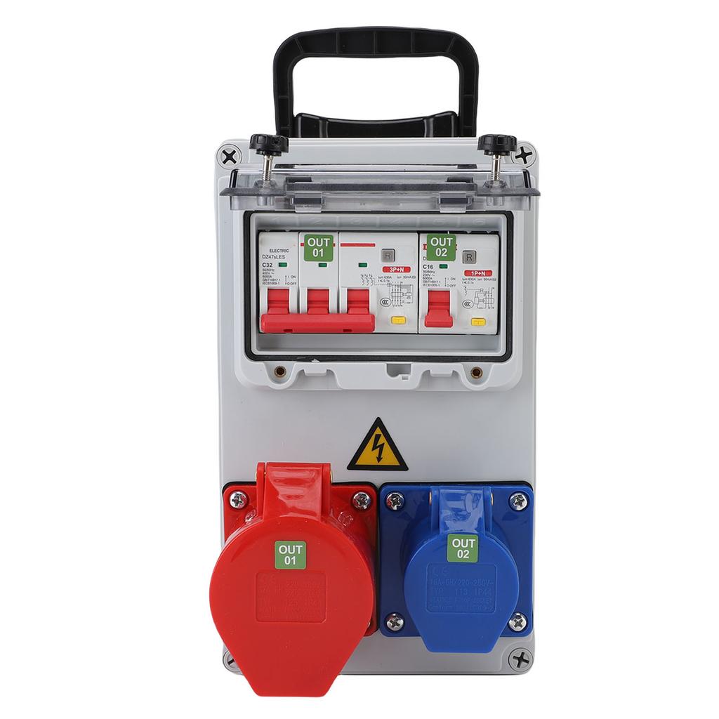 Handheld Industrial Socket Distribution Box 250x150x100mm Water Proof Portable Electrical Breaker Outlet Box for