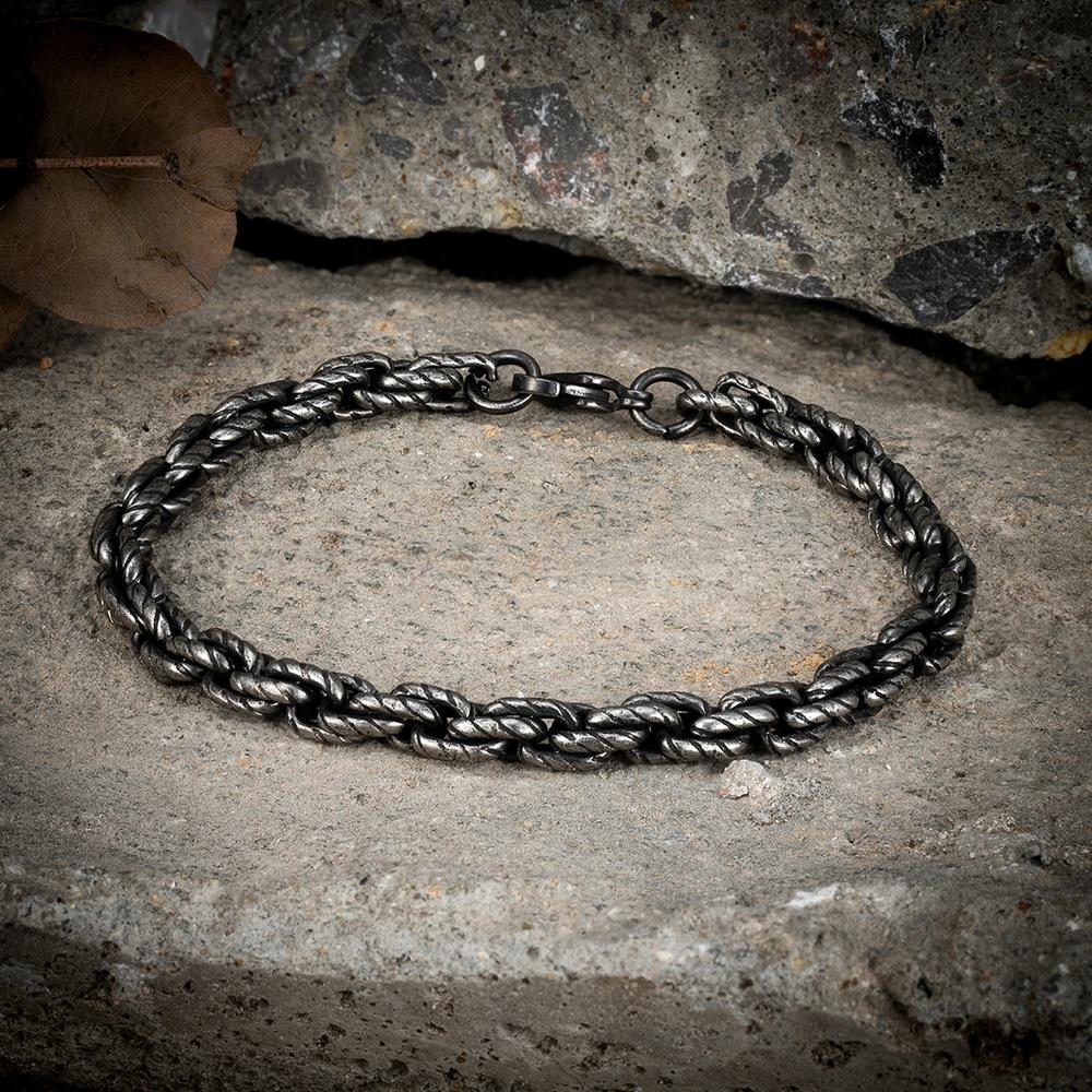Men Stainless Steel Creative Retro Oxidized Black Biker Chain Bracelets Punk Rock Motorcycle Male Jewelry