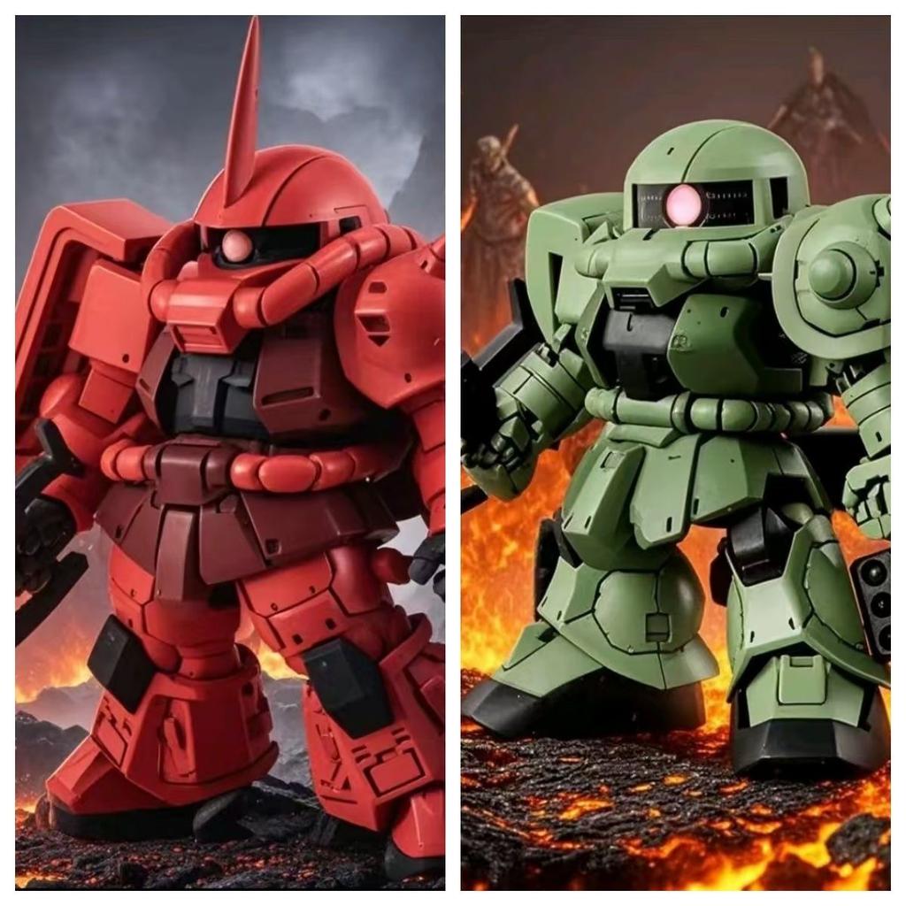 Cute Assembly Model Toy Zaku Ii Mass Production Een Version Q Version Mobile Suit Robot Model Kit for Ages 8 And Above Gift