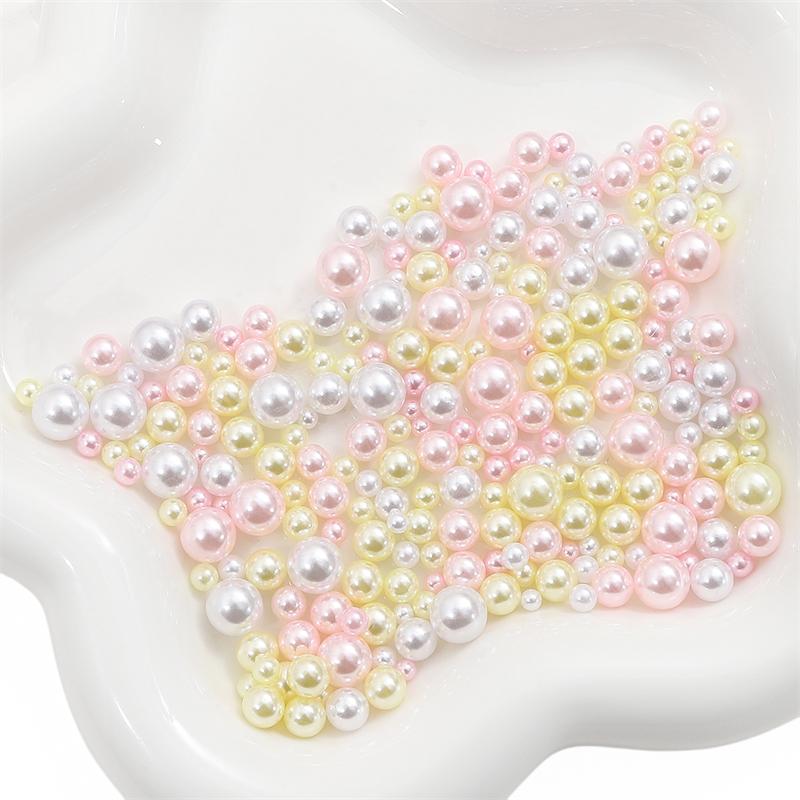 200Pcs No Hole 3-8mm Colorful ABS Round Imitation Pearl Beads for DIY Jewelry Craft Making Home Decoration Art Faux Pearls for Vase Fillers
